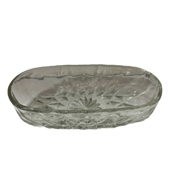 Butter Dish Cut Glass Crystal Geometric Covered Plate Lid Vintage - Picture 5 of 5